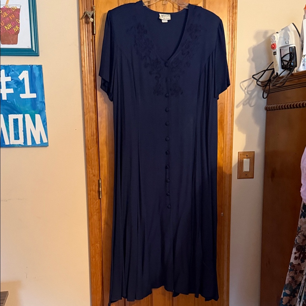 Navy Button-Front Women's Dress